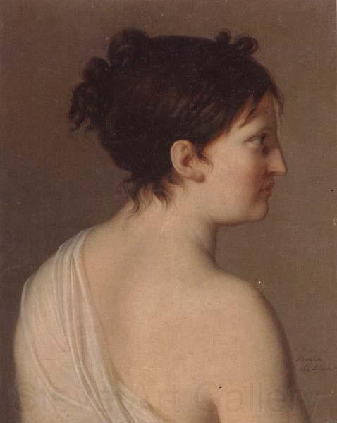 Elise Bruyere Study of a young woman,half-length,in profile,wearing a white robe